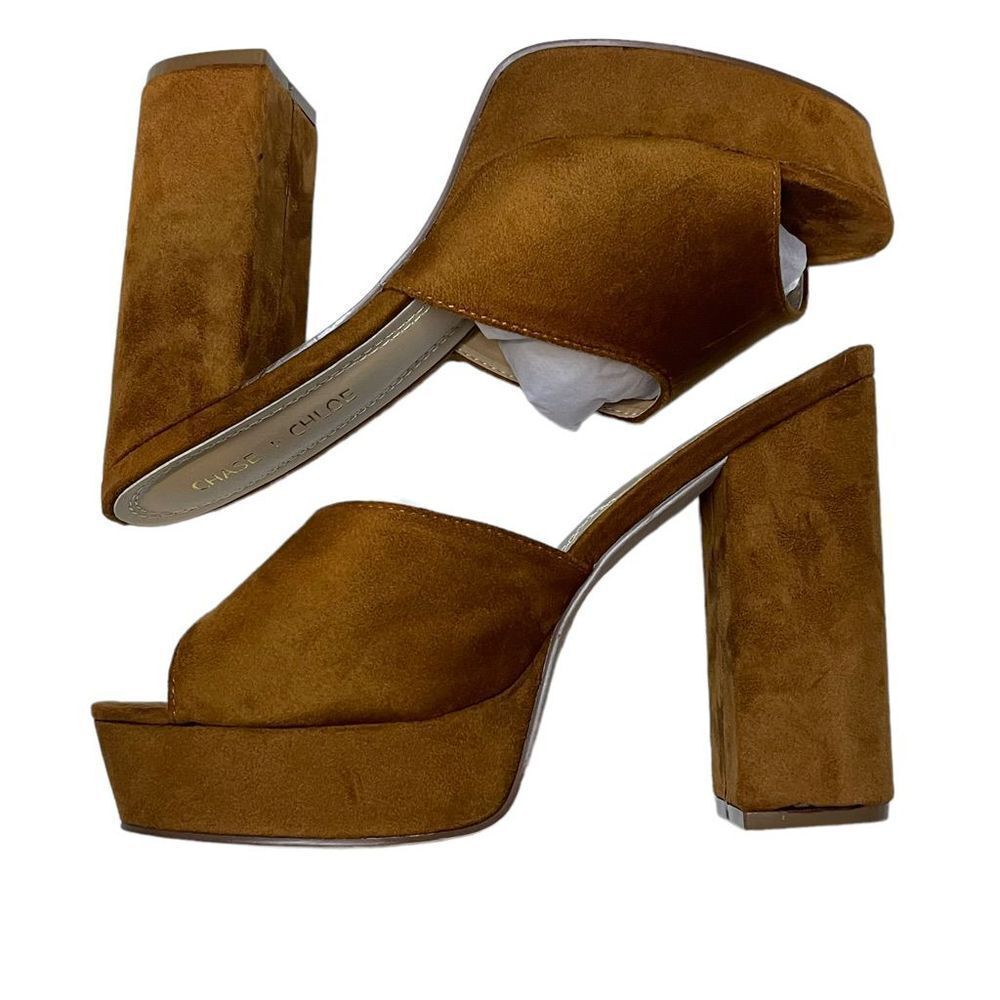 Chase + Chloe Tan Suede Zara 2 Platform Heels Size 9